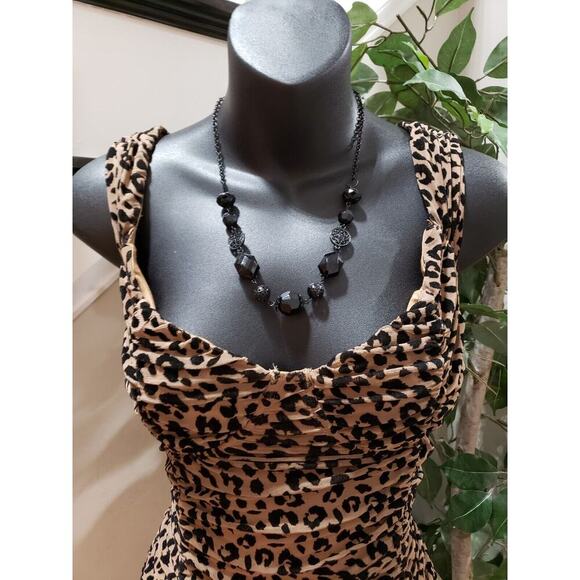 Majorelle Tabitha Womens Black Brown Animal Print Sleeveless Midi Dress Medium - Picture 2 of 12